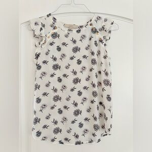 LOFT Girls' White Floral Ruffle Sleeve Top
